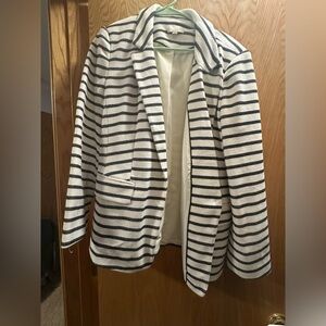 Loft white and navy striped blazer. Never worn, size 14
